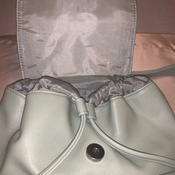 mint green Faux Leather Drawstring Mini Backpack - Picture 3 of 5